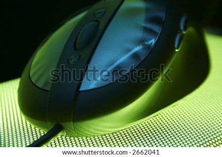 High technology computer mouse in beauty neon lights
