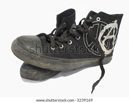 the one kid at my school who goes on reddit is at it again Stock-photo-dirty-unlaced-black-punk-s-shoes-with-anarchy-symbol-3239169