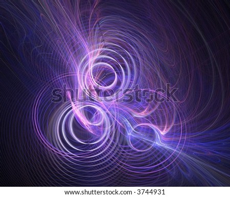 Pink fractal energy rings on black background