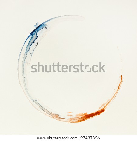 Red-blue circle shape imprint on warm colored paper. Use in your design