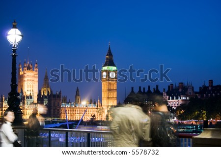 view of the city life with the big ben as background