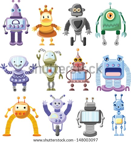 Cartoon robots set vector Cartoon robots set vector