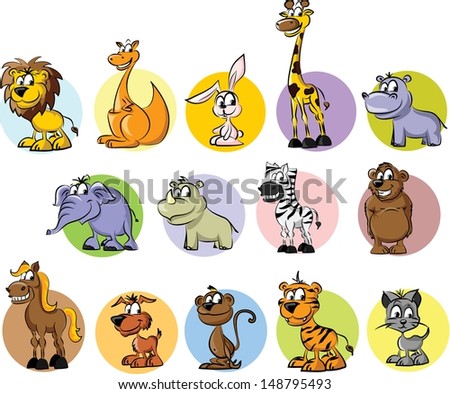 Set of wild and domestic animals vector Set of wild and domestic animals vector