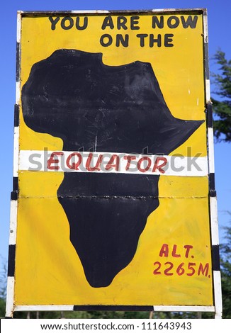 Sign post for the equator in Kenya Africa