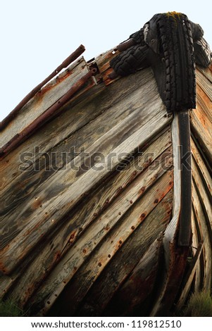 The hull of an old wooden boat hull Iceland