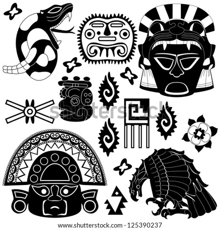 Vector image of ancient American pattern on white Vector image of ancient American pattern on white