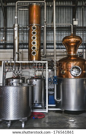 brewing equipment inside of a brewery