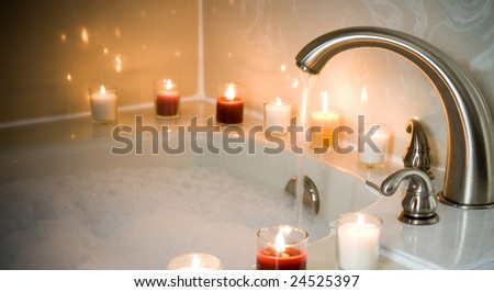 pouring a bubble bath