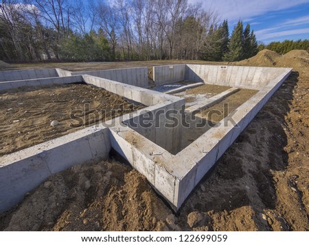 Concrete foundation for a new house