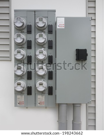 Electric utility meters for an apartment complex