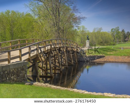 Old North Bridge, Concord, Mass, site of the first American victory in the Revolutionary War on April 19, 1775