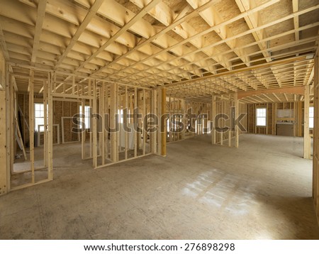 New house interior framing construction