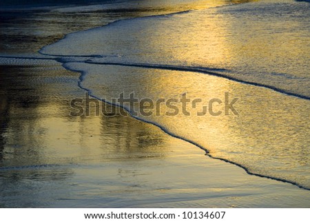 Golden wave ripples back lit in blue