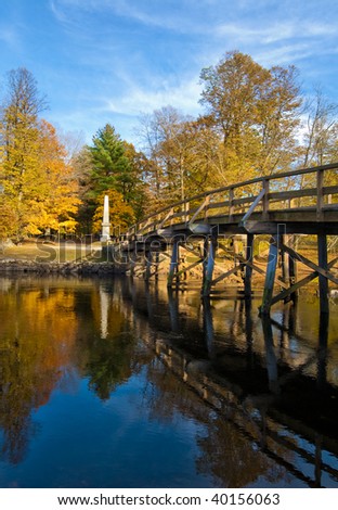 Old north bridge located in Concord, massachusetts, where the american revolution started