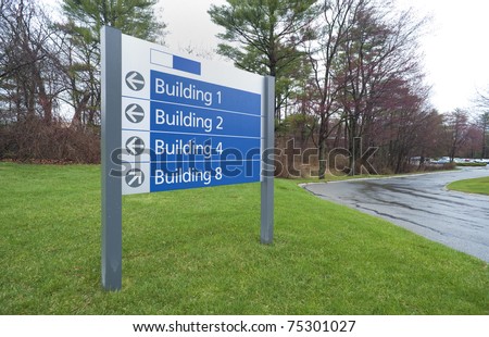 Sign to office buildings complex in industrial park