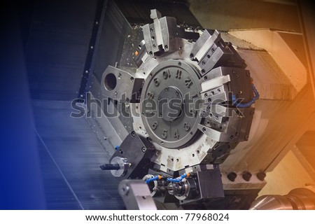 Industrial lathe in a hi tech machine shop