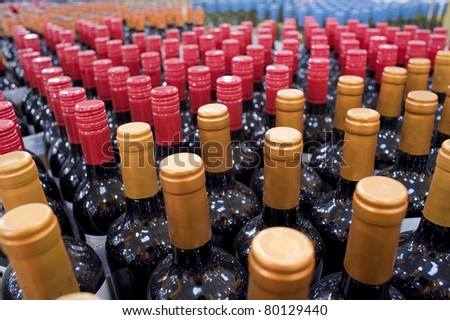 Wine bottles on display in a liquor store
