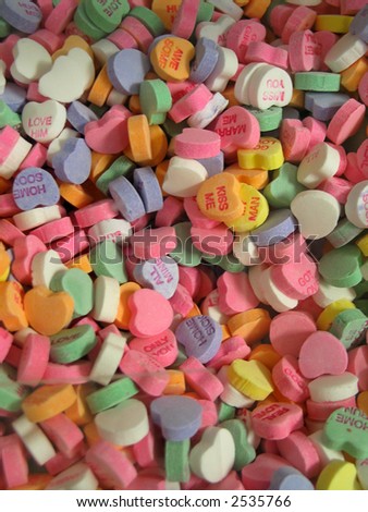 Valentine Candy Hearts With Messages Fill The Entire Photograph From Top To Bottom