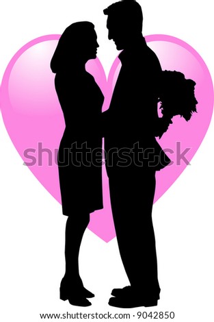 in love silhouette. Vector of 2 people in Love