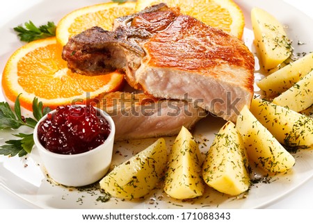 Pork chop and boiled potatoes