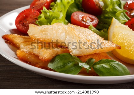 Fish dish - fried fish fillet, with vegetables