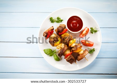 Kebab - grilled meat and vegetables