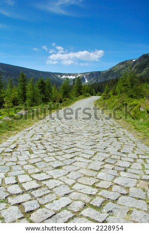 Steep road to mountain