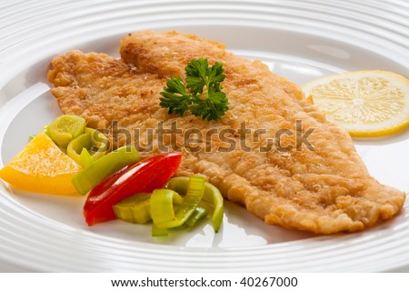 Fish dish - fried cod fillet with vegetables
