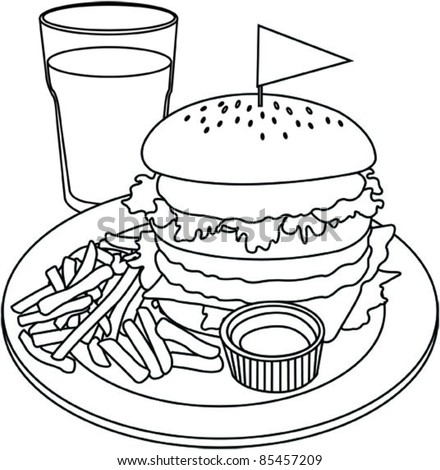 Burger Set Black And White Stock Vector Illustration 85457209 