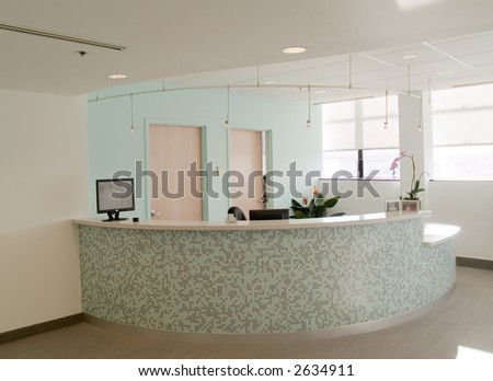 Reception desk in a medical office