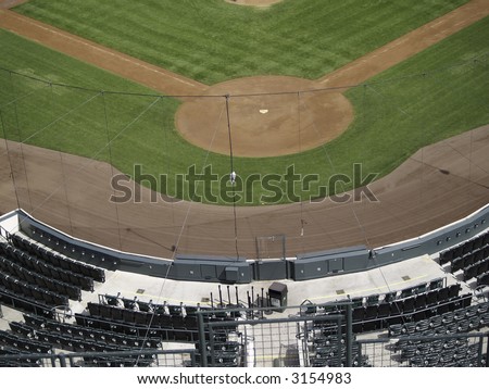 Baseball field with home base in the center of the image