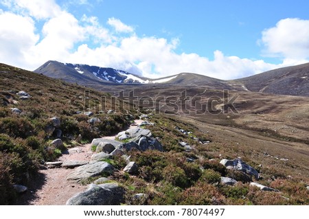path up the cairngorm mountains in scotland