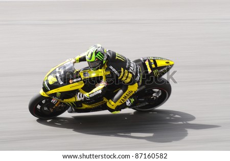 SEPANG, MALAYSIA-OCT.21:Crutcholow in action during practice session of Shell Advance Malaysian Moto GrandPrix on Oct. 21 2011 in Sepang, Malaysia. The MotoGP class race will be held on Oct. 23, 2011.