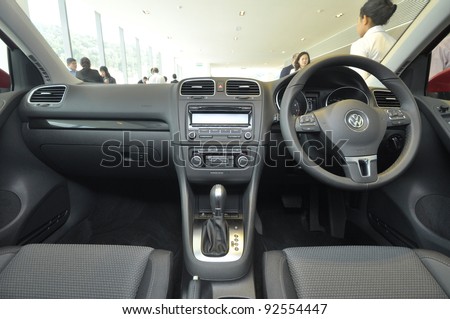 KUANTAN,MALAYSIA-JAN.4: Interior of Golf at the launching of Volkswagen Showroom on January 4th 2012 in Kuantan, Pahang, Malaysia. Official opening celebration on 7th and 8th January 2012.