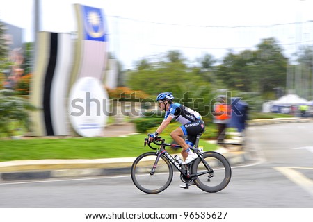 KUANTAN, MALAYSIA - MARCH 1: David Zabriskie competes in Garmin Barracuda team as finished in stage 7 race of the Le Tour de Langkawi from Bentong to Kuantan on March 1, 2012 in Kuantan, Malaysia.