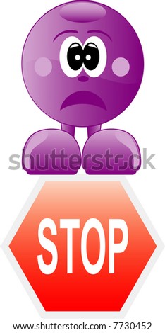 purple stop sign
