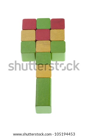 Flower concept built with wooden play cubes