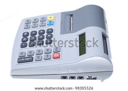 Electronic cash register isolated on white