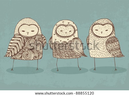 owls illustration/vector - stock vector