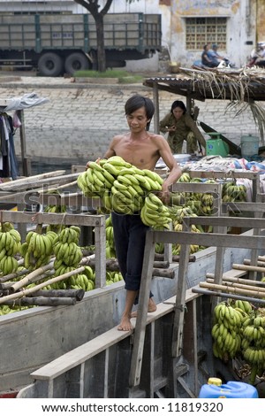Banana trade in Saigon, Vietnam