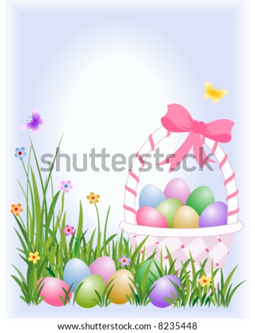 chocolate easter eggs in a basket. stock vector : Easter egg in
