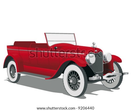 stock vector Old car Vintage American Car