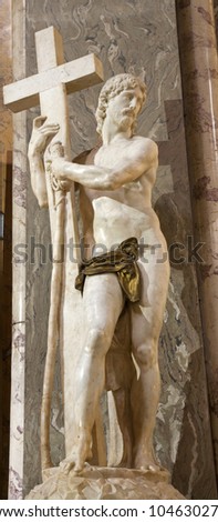 ROME, MARCH - 23: Jesus statue in Santa Maria sopra Minerva church by Michelangelo. March 23, 2012 in Rome, Italy