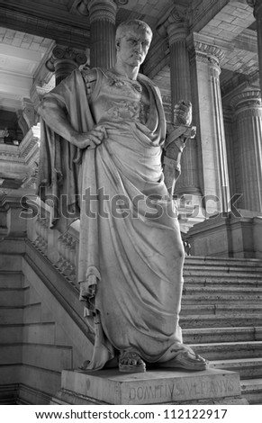 BRUSSELS - JUNE 22: Statue of ancient jurist Domitius Ulpianus from vestiubule of Justice palace by sculptor Antoine-Felix Boureon on June 22, 2012 in Brussels.