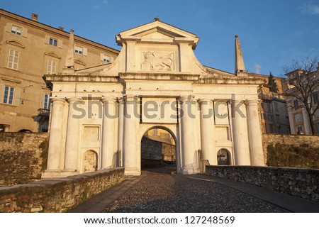 Bergamo - San Giacomo gate - Porta San Giacomo in morning light