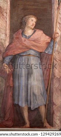 ROME - MARCH 21: Fresco of apostle on the wall of Basilica di Santa Prassede on March, 2012 in Rome.