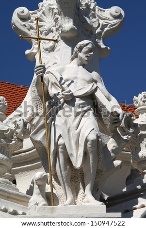 Hainburg an der Donau - Saint John the Baptist detail from baroque column dedicated to hl. Mary