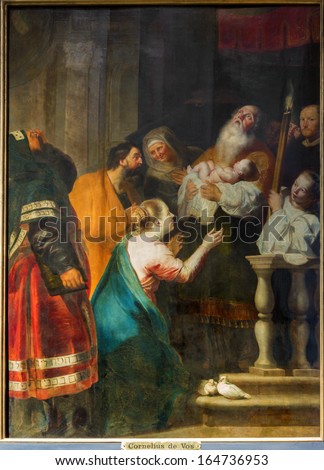 ANTWERP BELGIUM SEPTEMBER 5 The Presentation in the Temple by Cornelius de Vos in St Pauls church Paulskerk on September 5 2013 in Antwerp Belgium ANTWERP BELGIUM SEPTEMBER 5 The Presentation in the Temple by Cornelius de Vos in St Pauls church Paulskerk on September 5 2013 in Antwerp Belgium