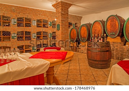 BRATISLAVA, SLOVAKIA - JANUARY 30, 2014: Interior of wine cellar of great Slovak producer Matysak.