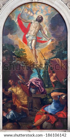 VENICE, ITALY - MARCH 14, 2014: The Resurrection of Christ by Paolo Caliari (Veronese) from year 1560 in church San Francesco della Vigna and Resurrection chapel.